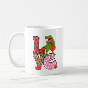 Taza De Café Dinosaurios T-Rex Día de San Valentín de dinosauri