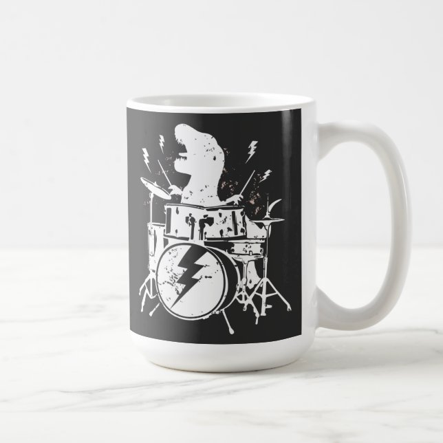 Taza De Café Dinosaurios Tambores Música Reproduciendo T rex Ca (Derecha)
