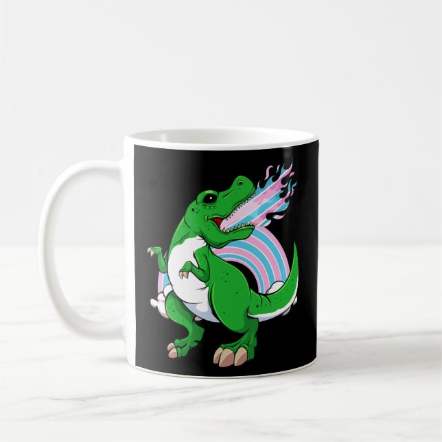 Taza De Café Dinosaurios transgénero LGBT Q Guay T Rex Trans (Izquierda)