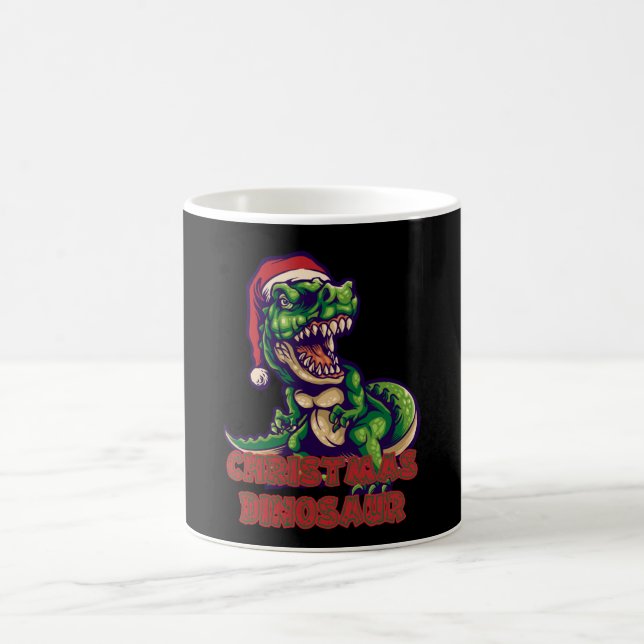Taza De Café Dinosaurios verdes de los navidades | Diseño de di (Centro)