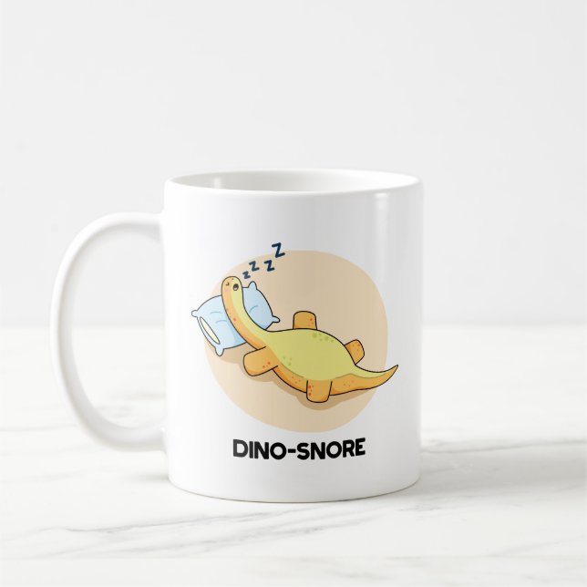 Taza De Café Dinosnore Funny Sleeping Dinosaur Pun (Izquierda)