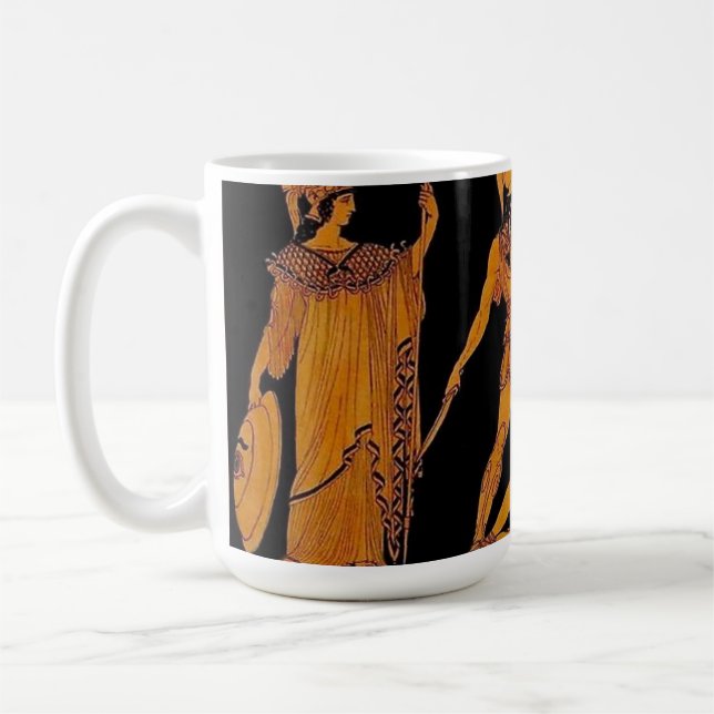 Taza De Café Dios Antiguo Y Frisa De La Diosa - Grecia (Izquierda)