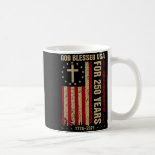 Taza De Café Dios bendiga a EE. UU. por 250 años 1776 2026 cris