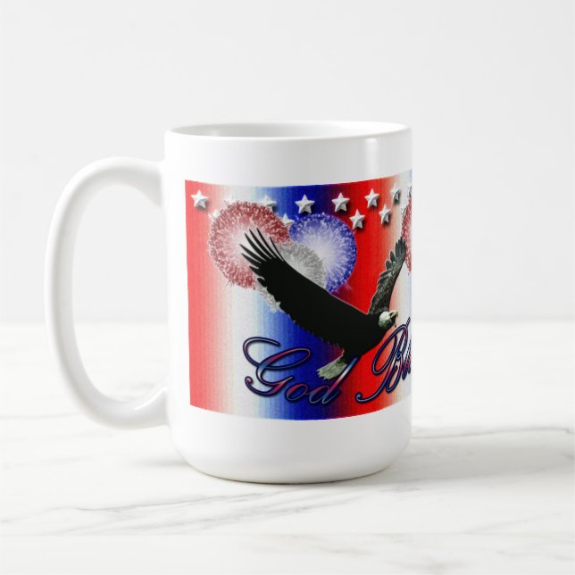 Taza De Café Dios bendiga a Estados Unidos Patriótico Americano (Izquierda)