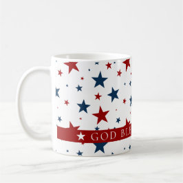 Taza De Café Dios bendiga a Estados Unidos Rojo Azul Estrellas