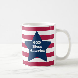 Taza De Café Dios Bendiga A Estados Unidos Rojo Blanco Y Azul
