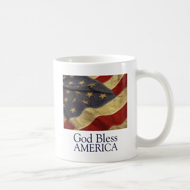 Taza De Café Dios bendiga a la bandera estadounidense Mug (Derecha)