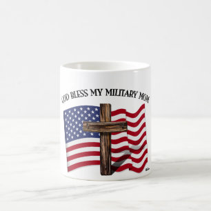 Taza De Café DIOS BENDIGA A MI MADRE MILITAR cruz robusta y ban