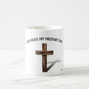 Taza De Café DIOS BENDIGA A MI PAPÁ MILITAR con cruz accidentad