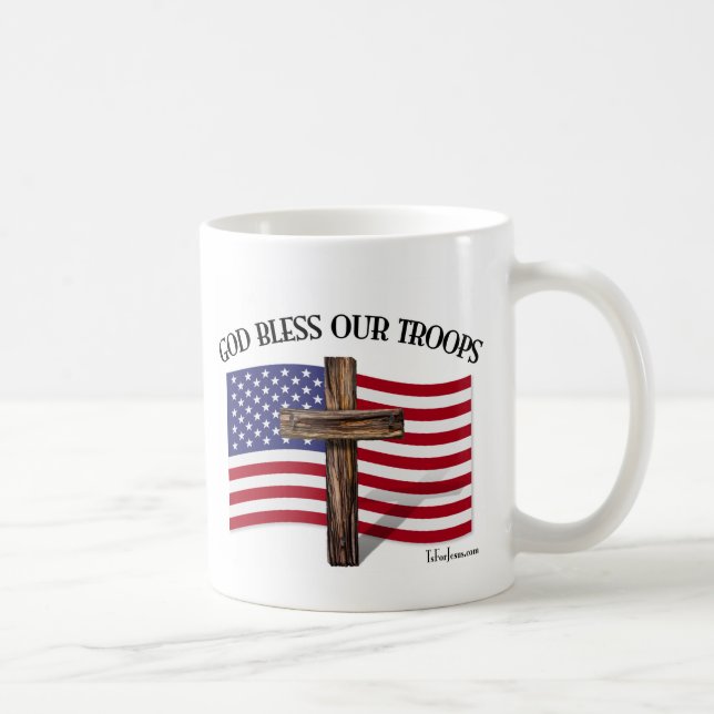 Taza De Café Dios bendiga a nuestras tropas (Derecha)