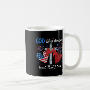 Taza De Café Dios bendiga América Corazón cristiano Cruz Jesús