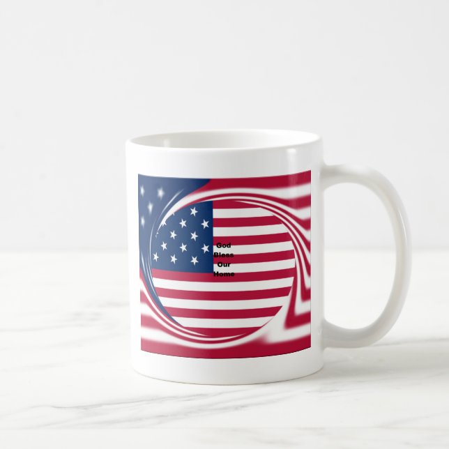 Taza De Café Dios bendiga nuestro hogar: Arte Swirl Bandera de  (Derecha)