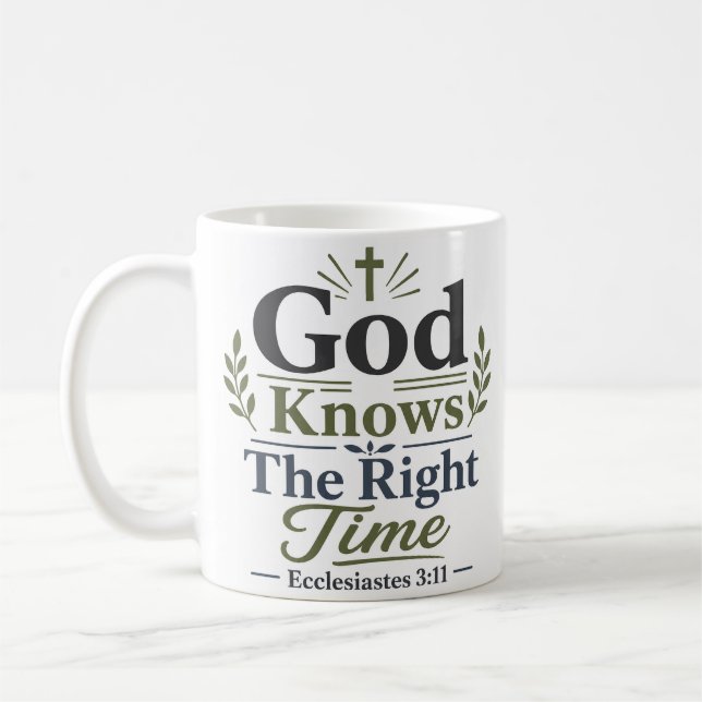 Taza De Café Dios Conoce El Tiempo Correcto Versículo Bíblico C (Izquierda)