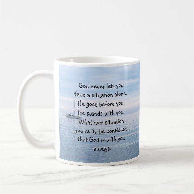 Taza De Café Dios contigo Nunca Siempre Solo Inspirador (Izquierda)
