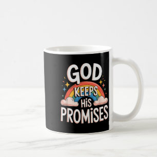 Taza De Café Dios cristiano cumple sus promesas Nubes arcoíris