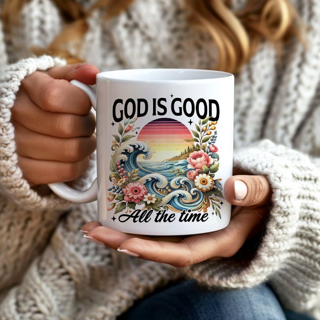 Taza De Café Dios cristiano es bueno todo el tiempo ("God is good all the time" Christian mug)