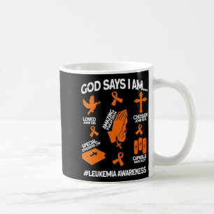 Taza De Café Dios dice conciencia de leucemia cristiano cristia