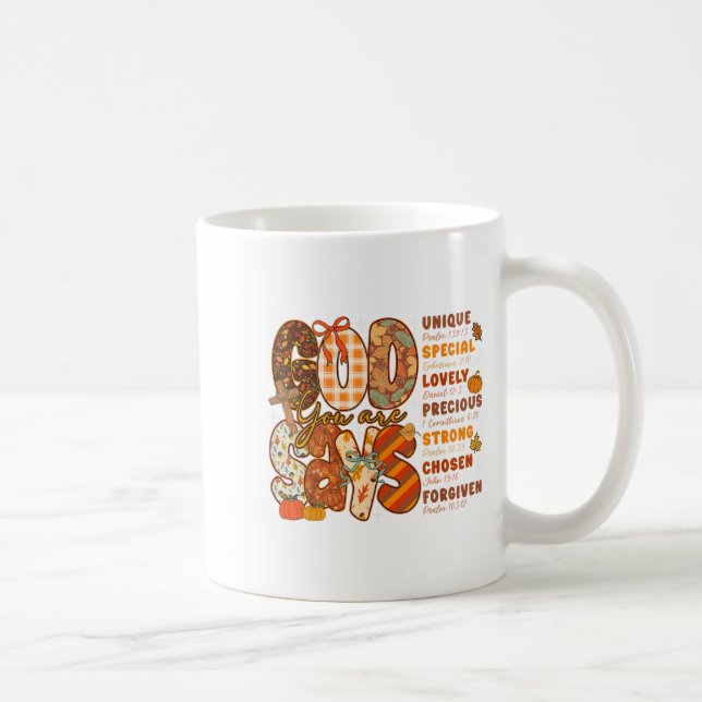 Taza De Café Dios dice que eres de los pepinos otoñales Religio (Derecha)
