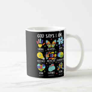 Taza De Café Dios dice que soy amable Conciencia del Autismo Sp