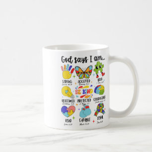 Taza De Café Dios dice que soy amable de ser autista, de ser mu