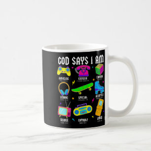 Taza De Café Dios dice que soy cristiano hombres mujeres niños 