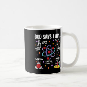 Taza De Café Dios dice que soy profesor cristiano de ciencia el