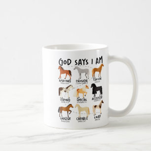 Taza De Café Dios dice que soy un caballo mujeres cristianas Ch