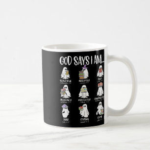 Taza De Café Dios dice que soy un fantasma adorable leyendo lib