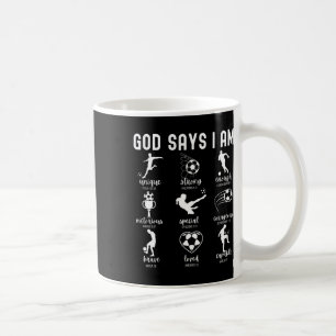Taza De Café Dios dice que soy versículo bíblico cristiano reli