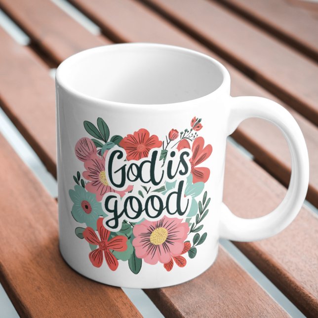 Taza De Café Dios es buena floral (Subido por el creador)