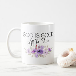 Taza De Café Dios es bueno todo el tiempo Christian Cita Flor