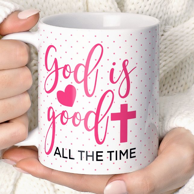 Taza De Café Dios es bueno todo el tiempo Polka Dot Christian (Subido por el creador)