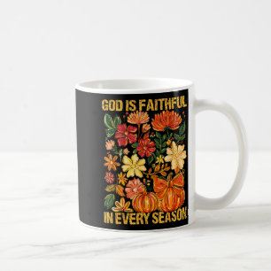 Taza De Café Dios Es Fiel En Cada Estación Floral Otoño Cristo