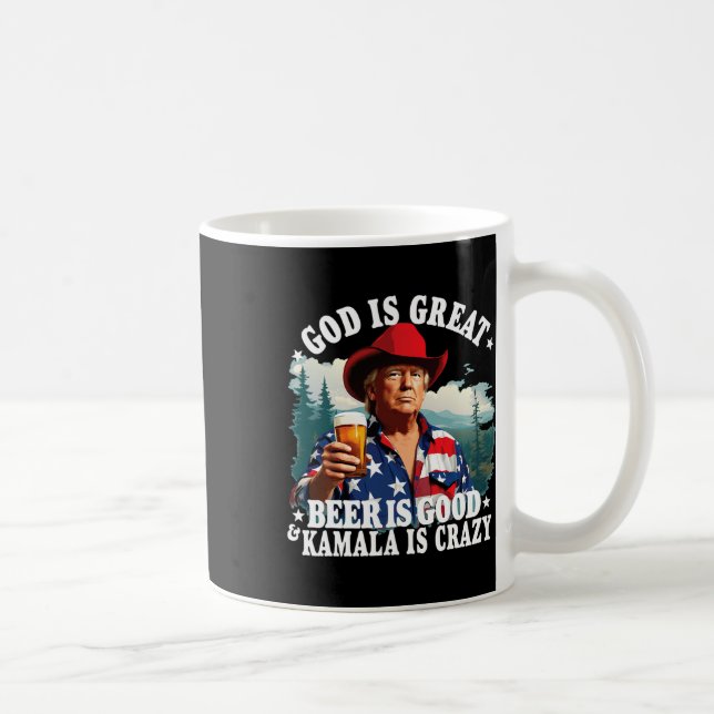 Taza De Café Dios Es Gran Cerveza Es Buena Y Kamala Es Una Dive (Derecha)