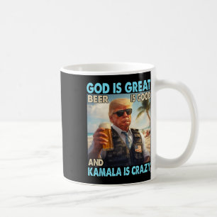 Taza De Café Dios Es Grande La Cerveza Es Buena Y Kamala Es Div