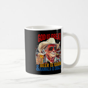 Taza De Café Dios Es Grande La Cerveza Es Buena Y Kamala Es Div