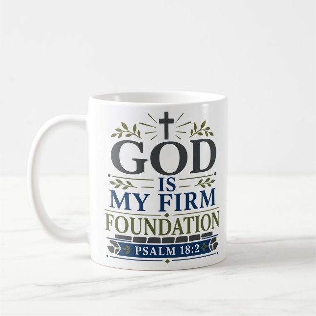 Taza De Café Dios es mi base firme Devocional diario de fe (Izquierda)