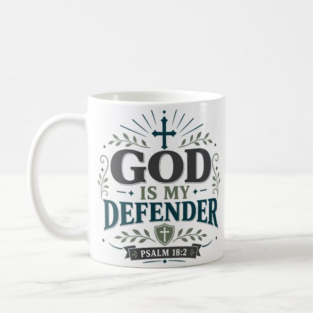 Taza De Café Dios es mi defensor cita de verdad bíblica (Izquierda)