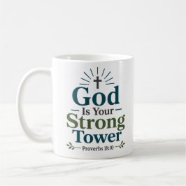 Taza De Café Dios Es Tu Torre Fuerte Estímulo Bíblico 