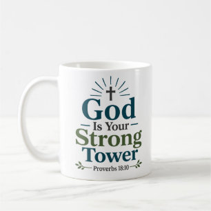 Taza De Café Dios Es Tu Torre Fuerte Estímulo Bíblico 