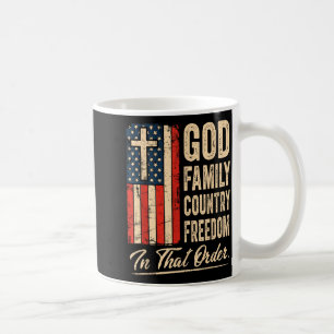 Taza De Café Dios Familia País Libertad En Ese Orden Bandera De