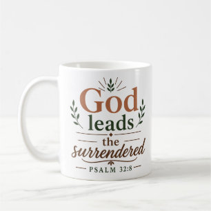 Taza De Café Dios guía la cita de la Biblia de los rendidos