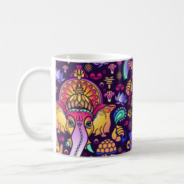Taza De Café Dios hindú de Ganesh: La Seamless festiva (Izquierda)