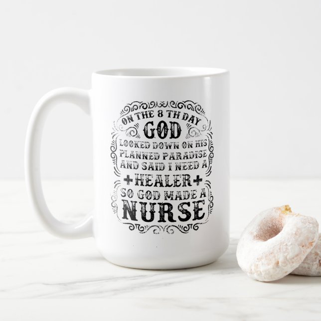 Taza De Café Dios hizo una enfermera (Con donut)