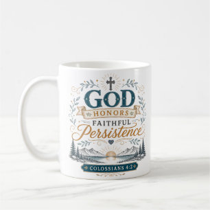 Taza De Café Dios honra la persistencia fiel Cita cristiana