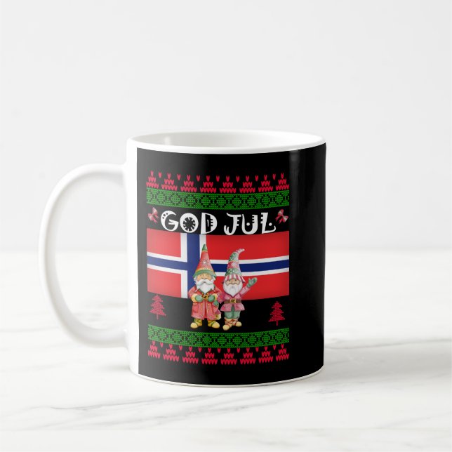 Taza De Café Dios Jul Feo Noruega Bandera Navidades Escandinavo (Izquierda)