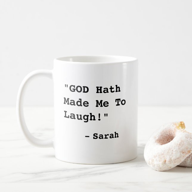 Taza De Café "¡DIOS Me Hizo Reír!"- Gracioso Verso De Biblia - (Con donut)