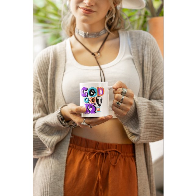 Taza De Café Dios me trajo la fe cristiana retro (Subido por el creador)