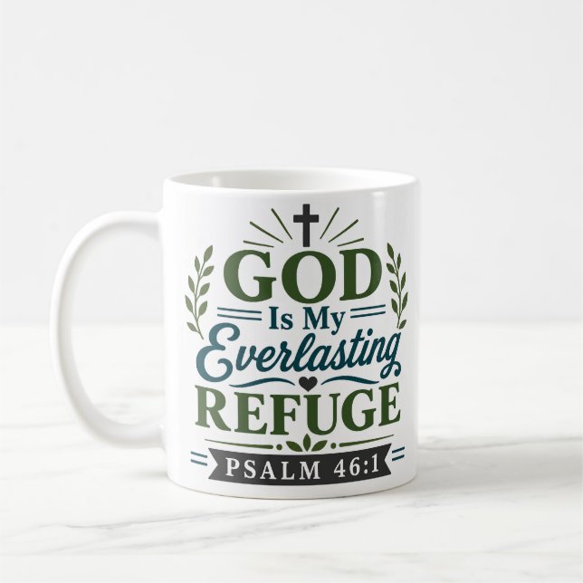 Taza De Café Dios Mi Refugio Eterno Verso de Ánimo (Izquierda)