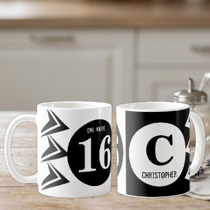 Taza De Café Dios mío, tienes 16 monograma nombre blanco y negr